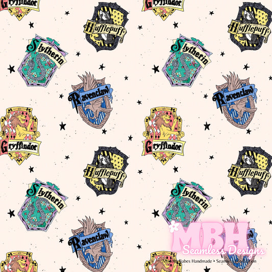 Starry HP Crests Seamless Pattern