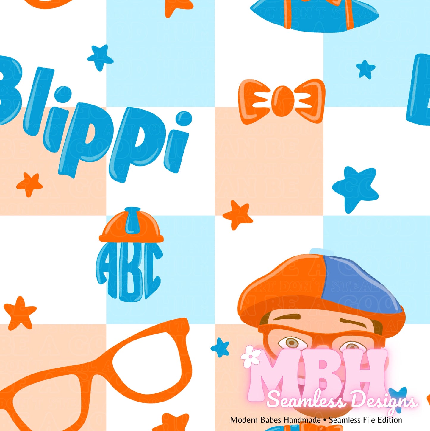 Starry Blippi Seamless Pattern MULTIPLE COLORWAYS