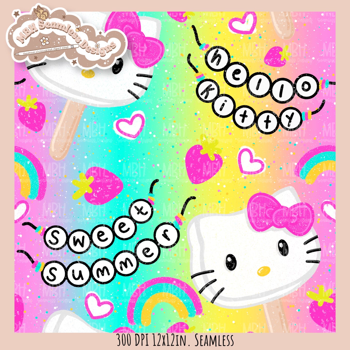 Sweet Summer KH Pops Seamless Pattern // PNG // Assorted Colorway Options