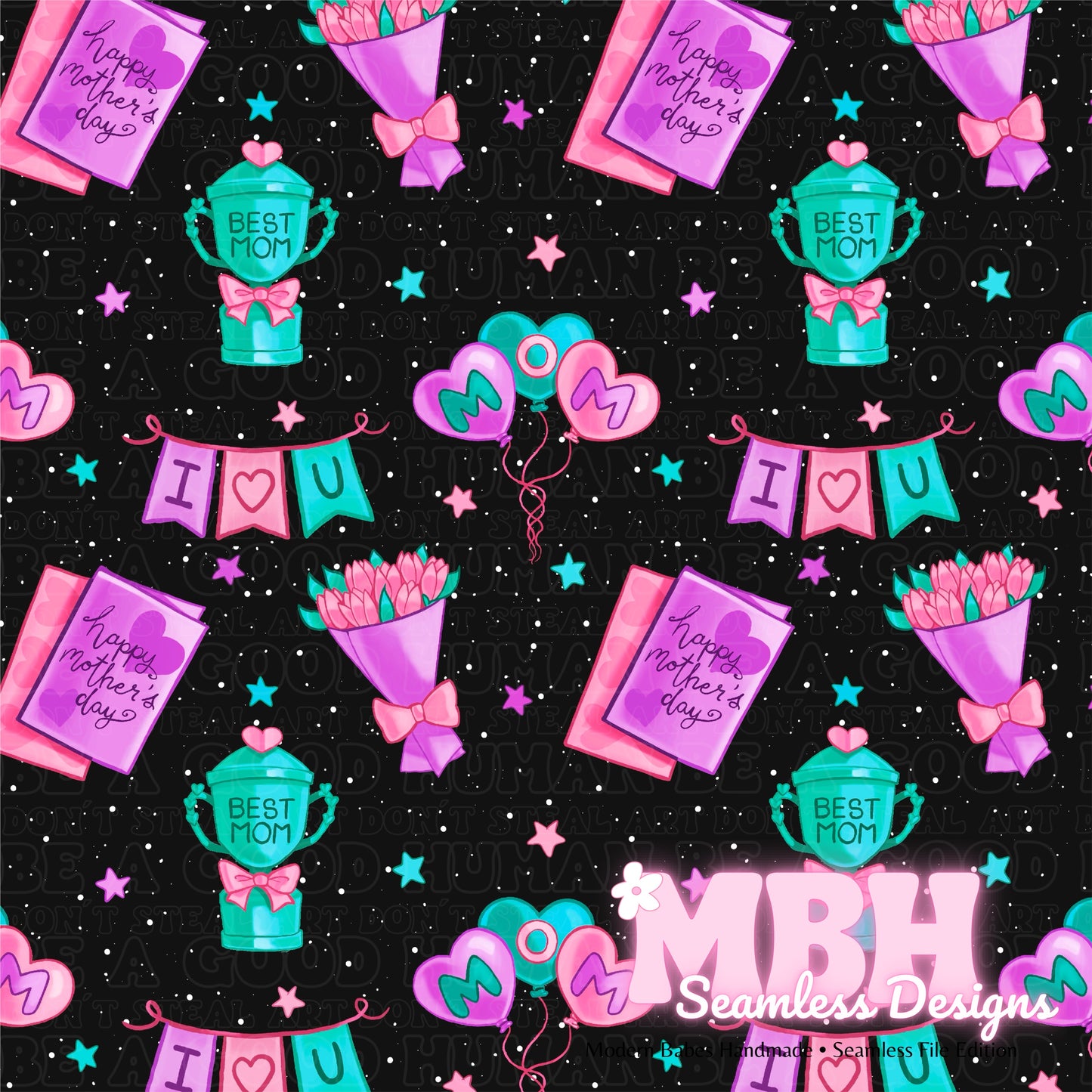 Mothers Day Seamless Pattern MULTIPLE COLORWAYS