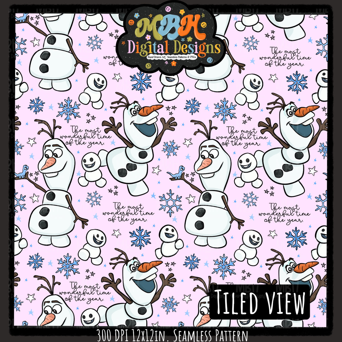 Olaf Seamless Pattern // PNG // Assorted Colorways