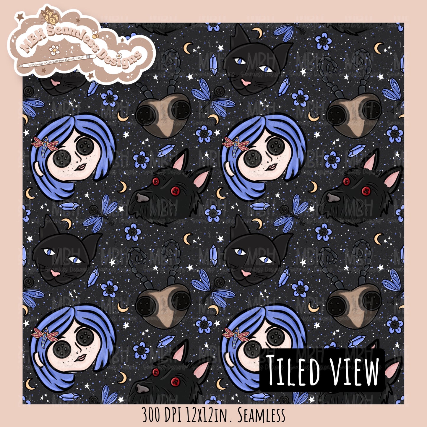 Button Eyes Seamless Pattern // PNG // Multiple Colorway Options