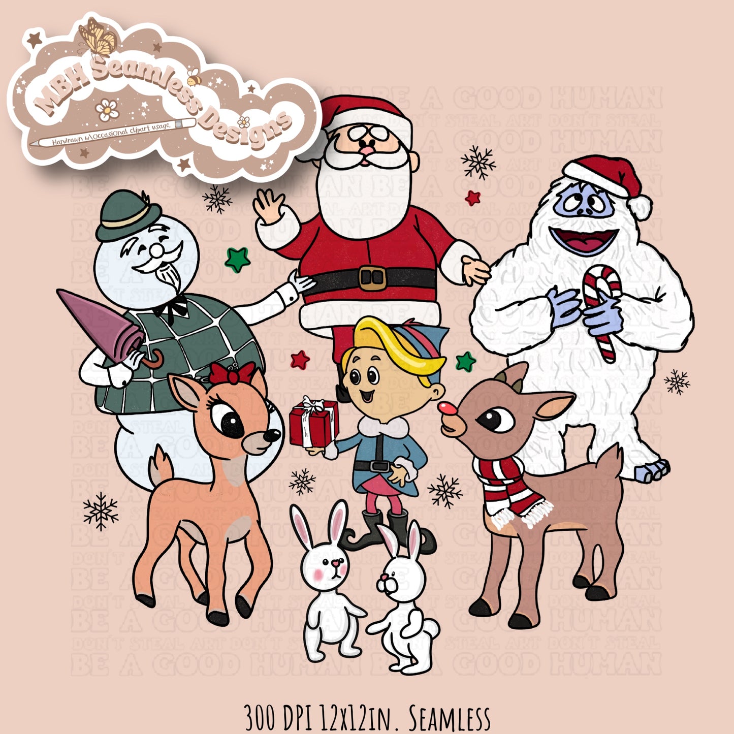 Rudolph and Friends Seamless & PNG MULTIPLE COLORWAYS