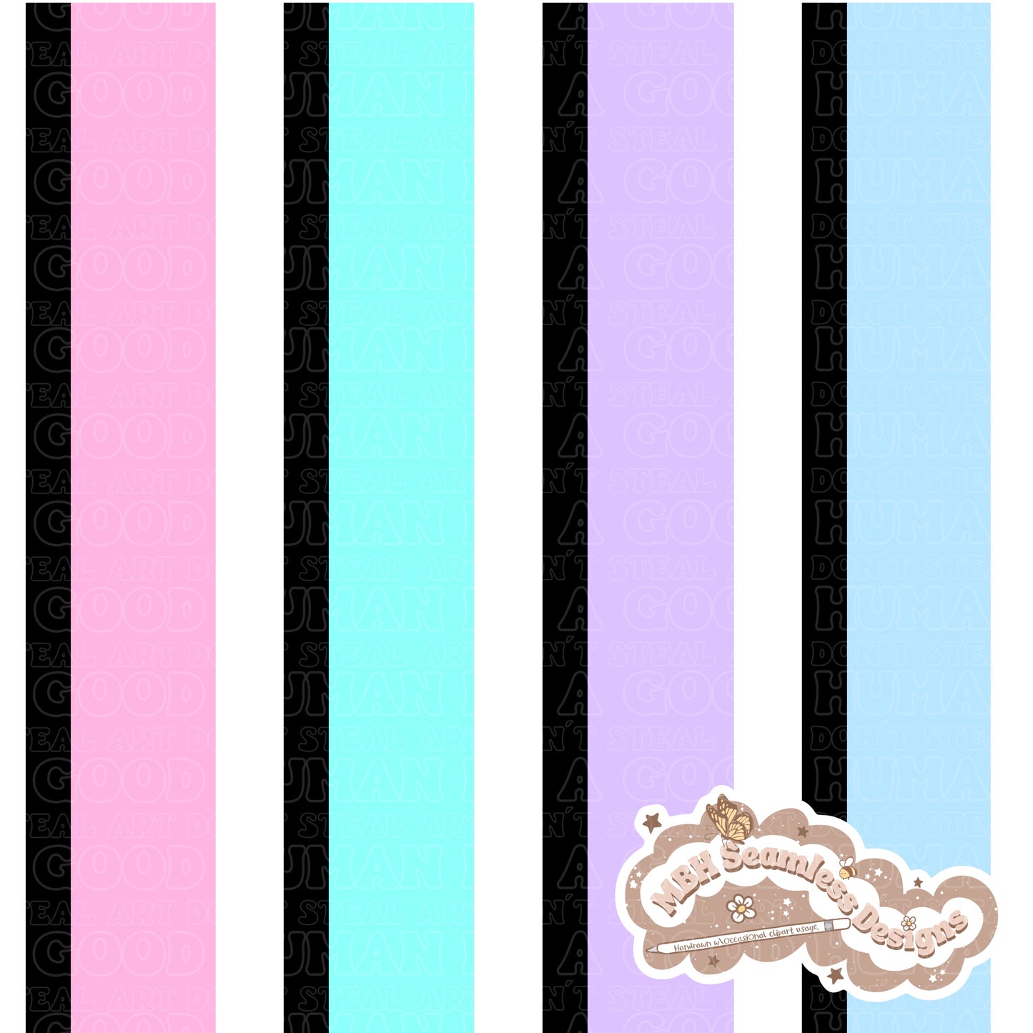 Pastel Horror Mashup Frames Seamless Pattern Multiple Colorways