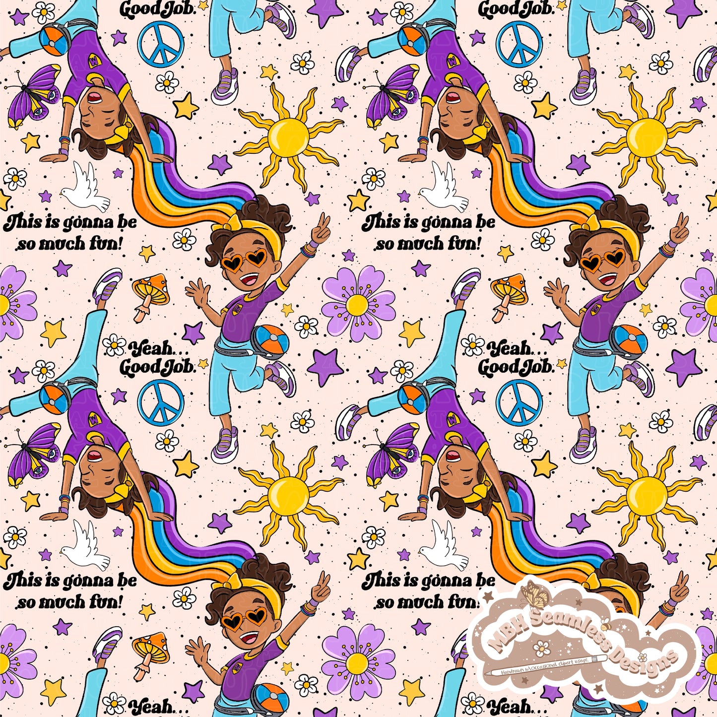 Groovy Meekah Seamless Pattern MULTIPLE COLORWAYS