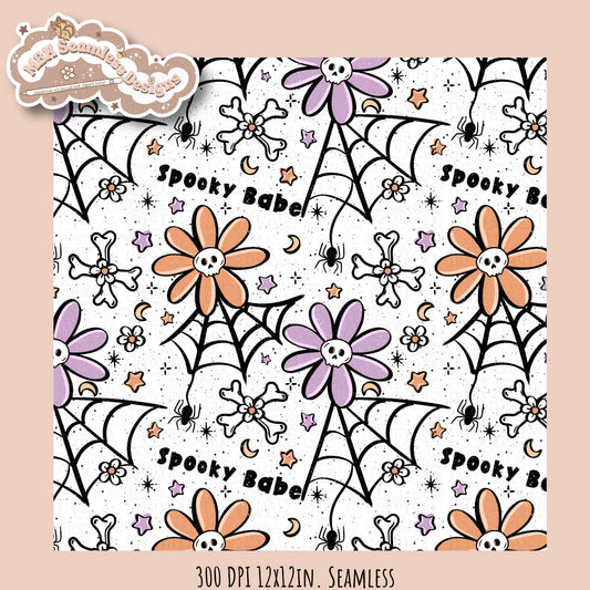 Spooky Babe Floral Seamless Pattern Multiple Colorways