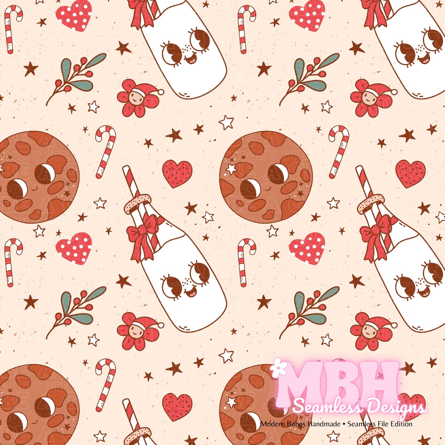 Retro Milk and Cookies Seamless Pattern