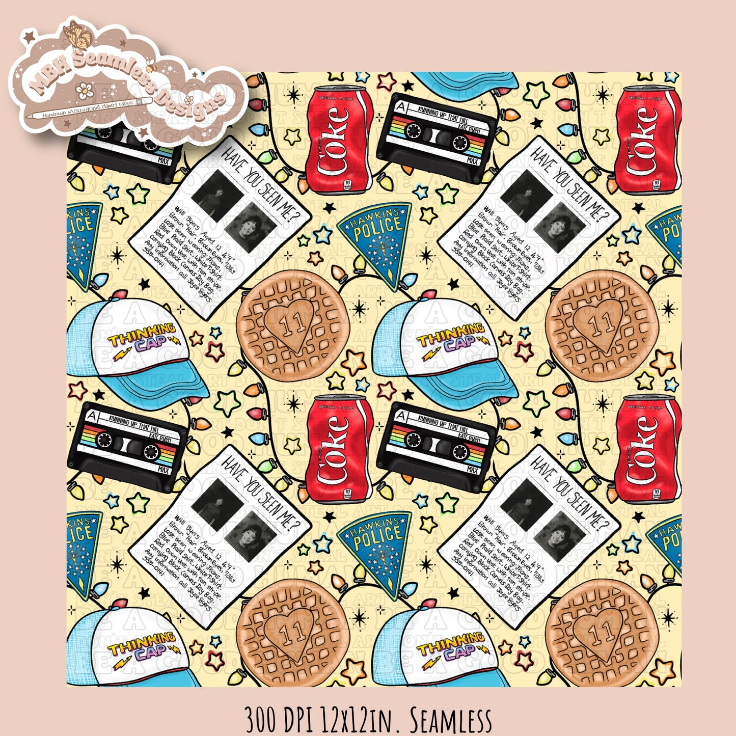 Stranger Things Lights Seamless Pattern // PNG // Multiple Colorways