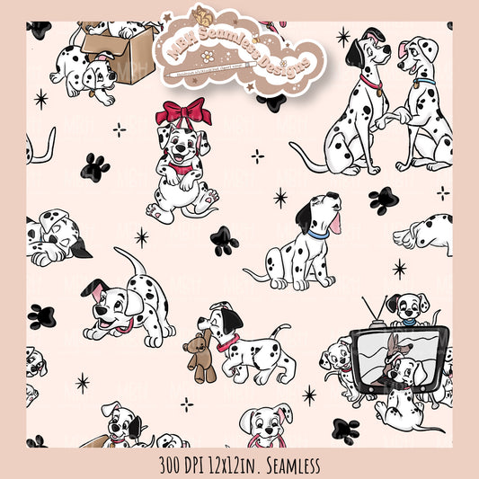 Starry Dalmatians Seamless Pattern // Multiple Colorway Options