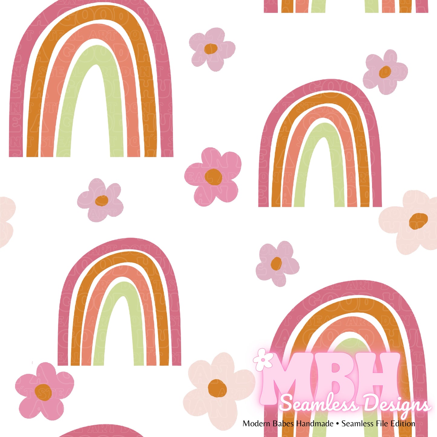 Boho Rainbows Seamless Pattern