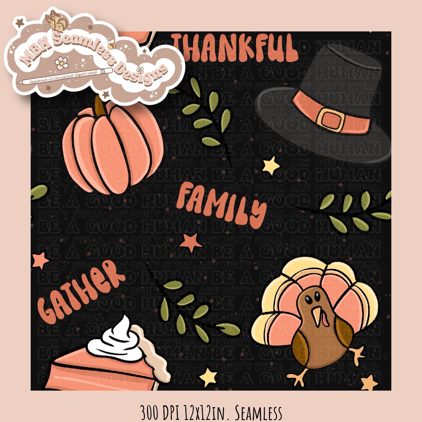 Thanksgiving Words Seamless MULTIPLE COLORWAYS