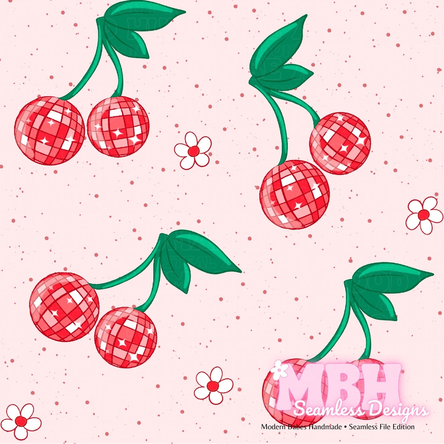 Disco Cherries Seamless Pattern