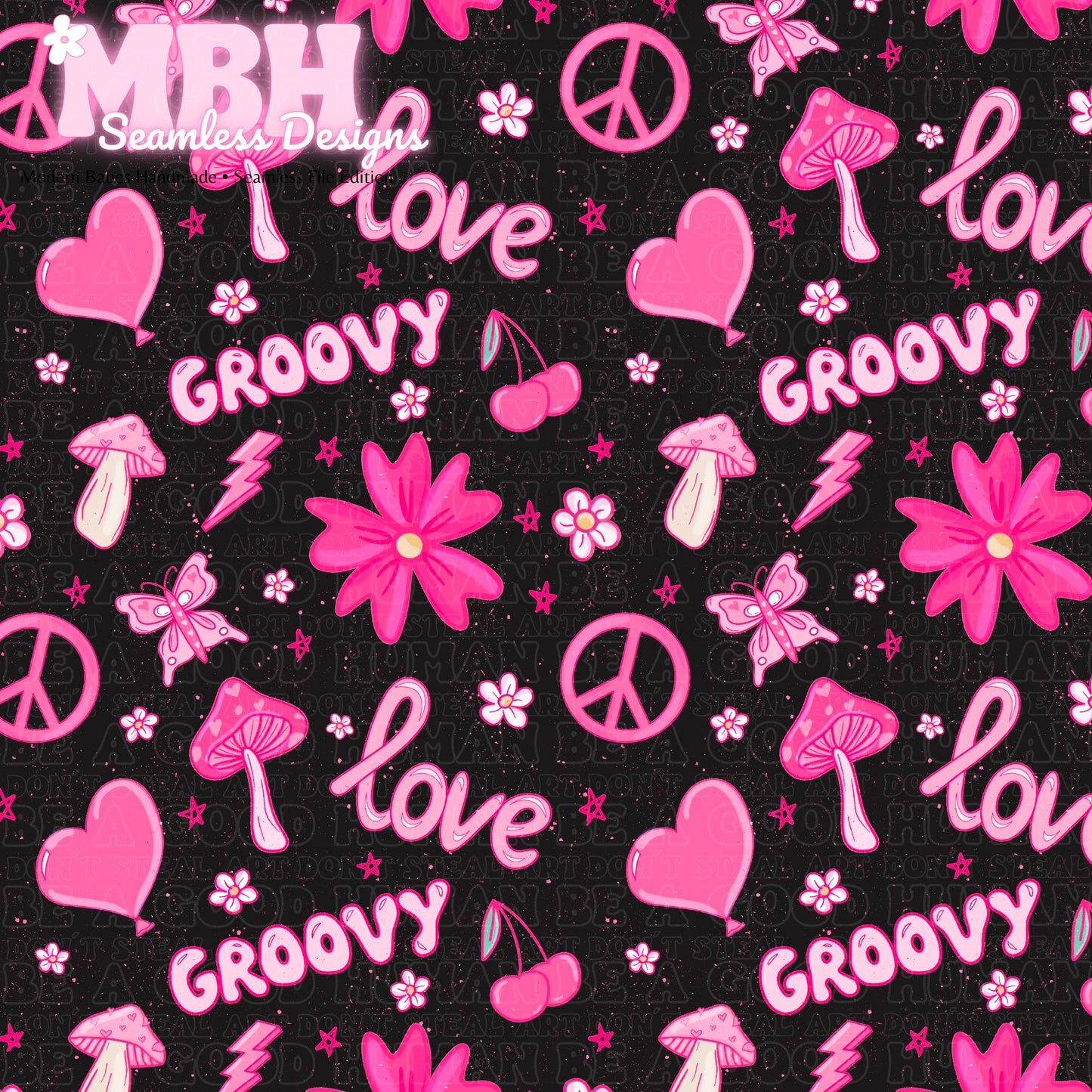 Pink Groovy Valentine 2 Colorways Seamless Pattern