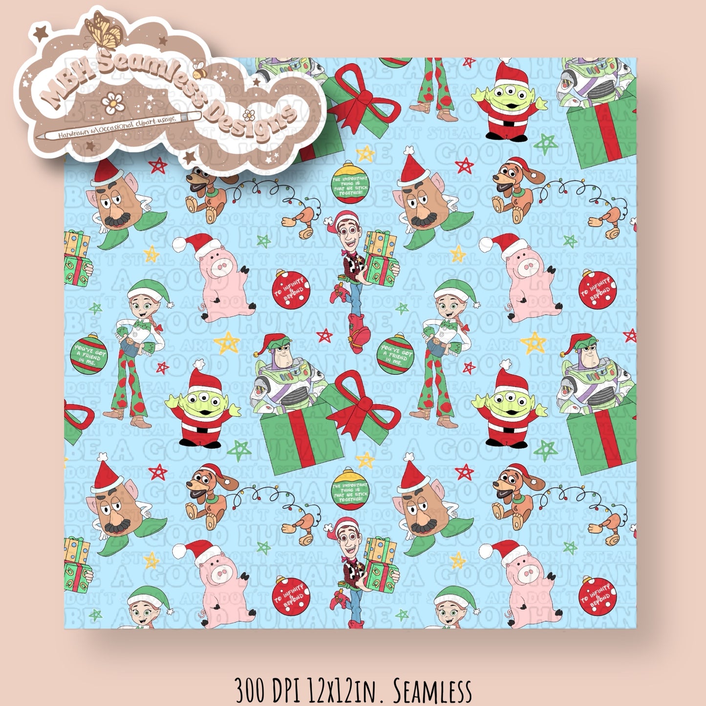 Holiday Toy Story Seamless Pattern