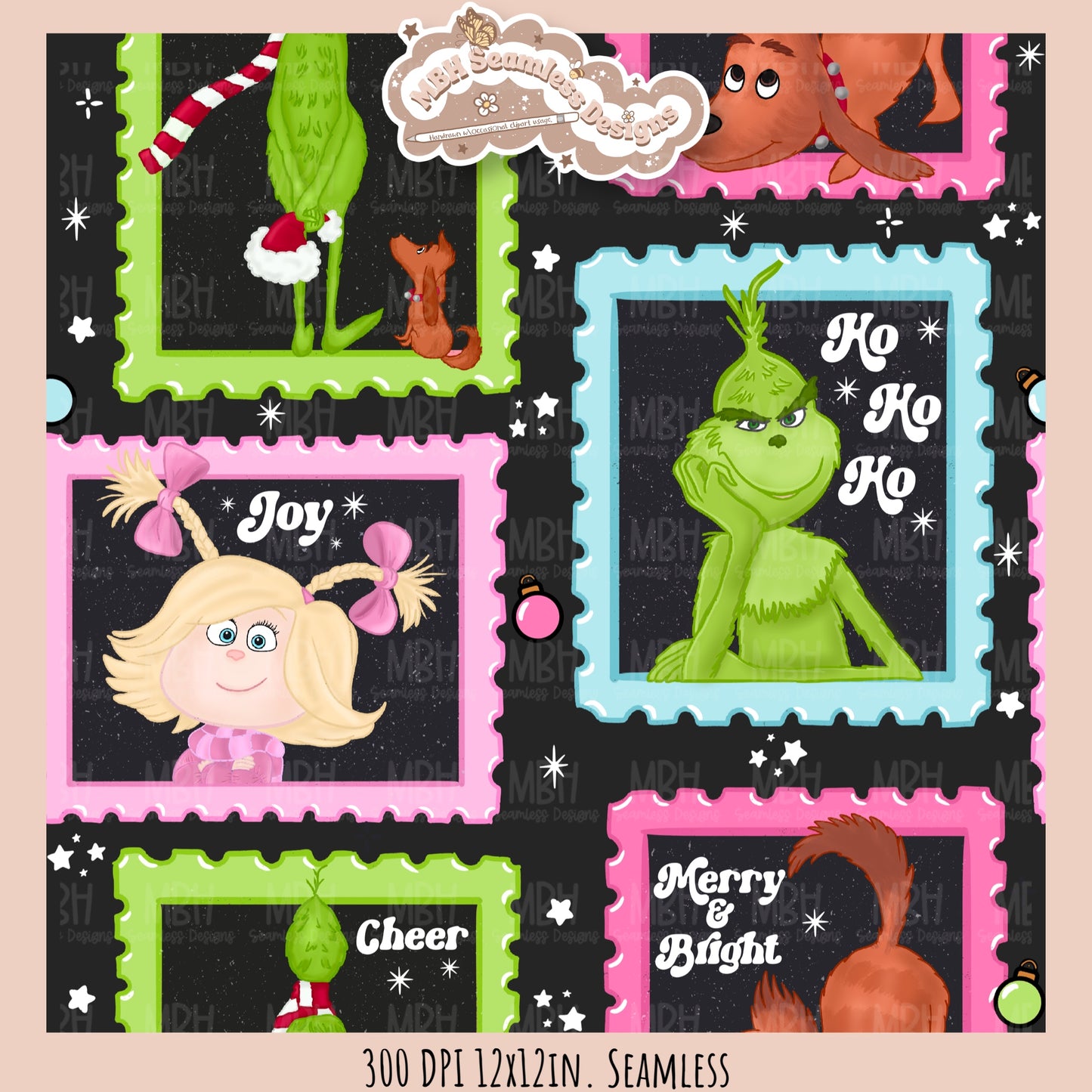 Grumpy Guy ‘18 Stamps Seamless Pattern // PNG // Assorted Colorway Options