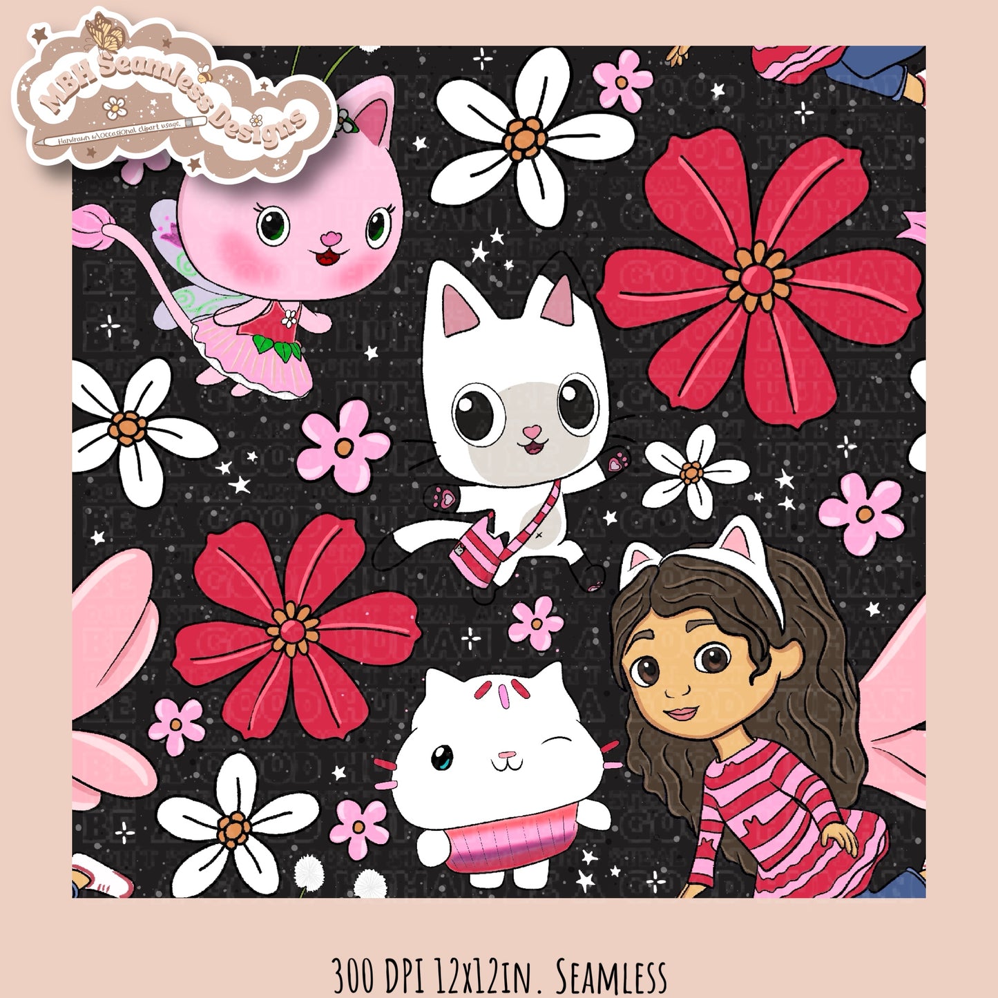 Gabby Valentine Floral Seamless Pattern  MULTIPLE COLORWAY/BACKGROUND OPTIONS