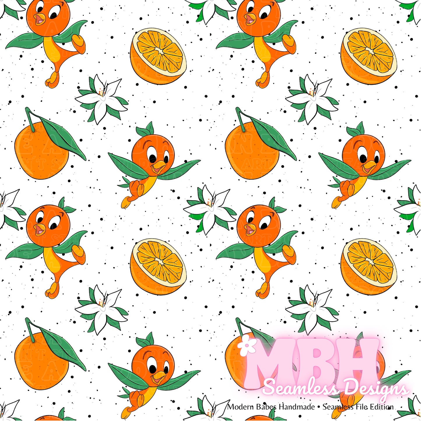 Orange Bird Floral Spex Seamless Pattern MULTIPLE COLORWAYS