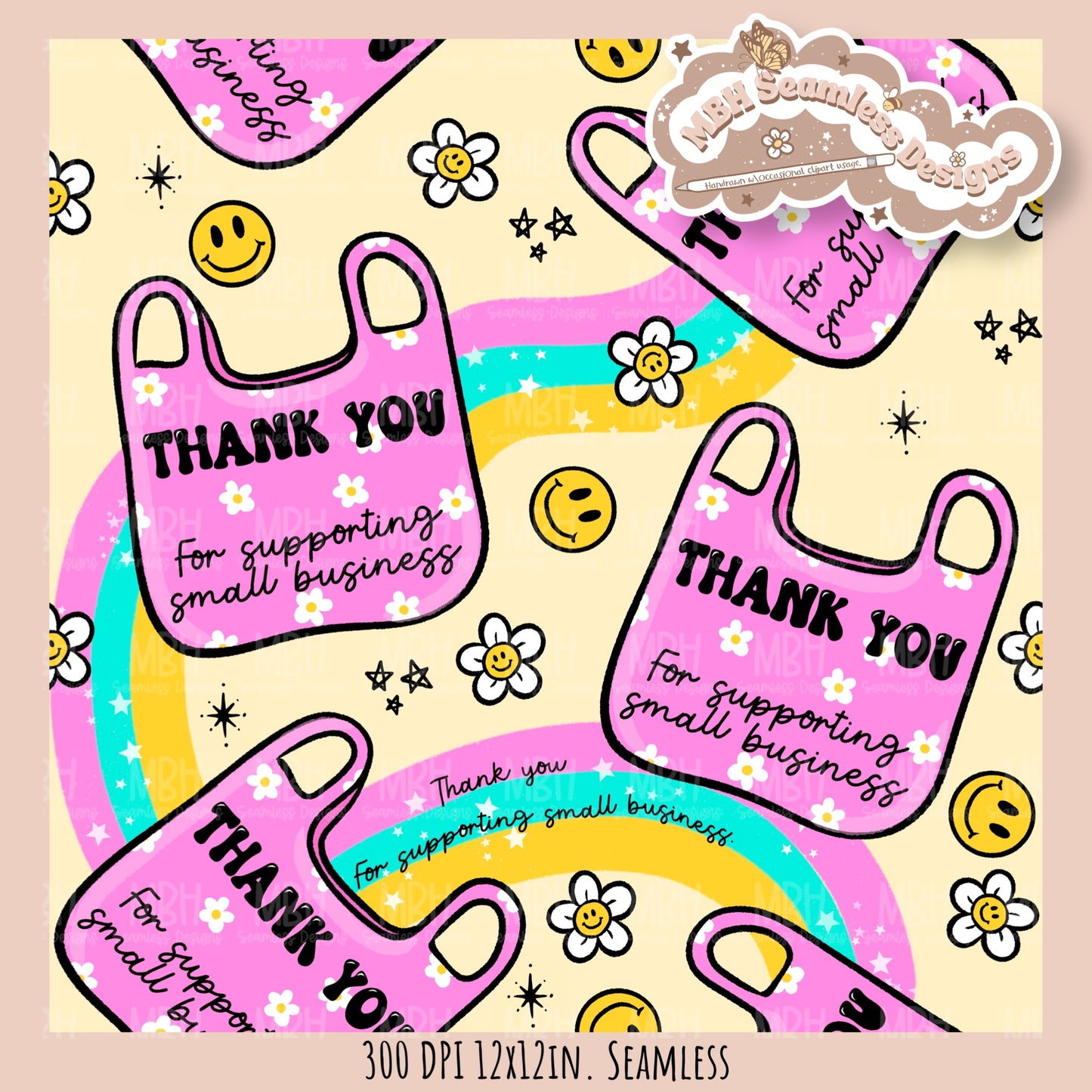 Rainbow Shop Small Seamless Pattern // PNG // Assorted Colorway Options