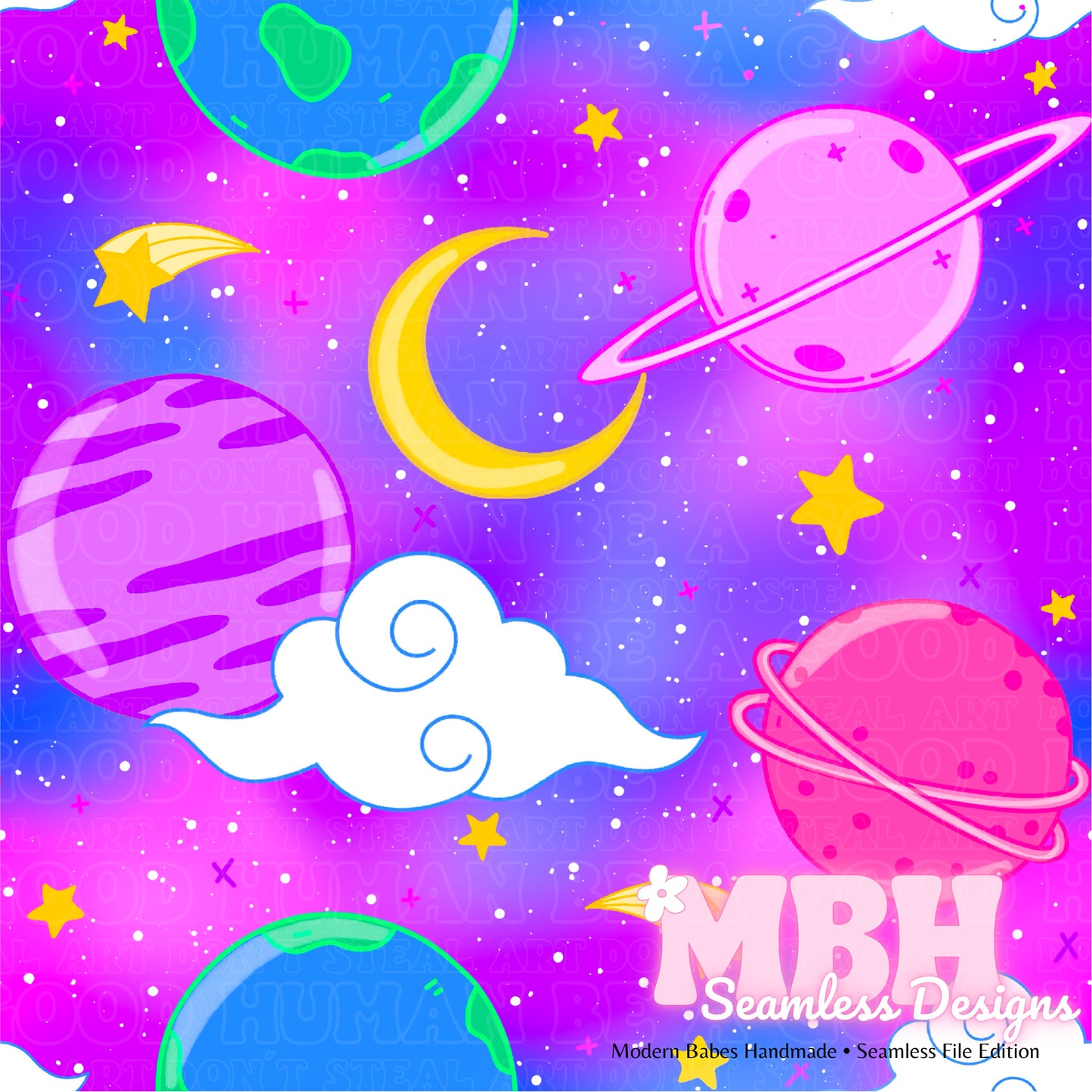 Neon Galaxy Seamless Pattern