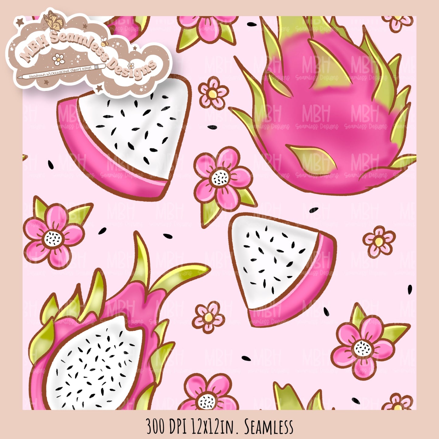 Dragonfruit Floral Seamless Pattern • Multiple Colorways