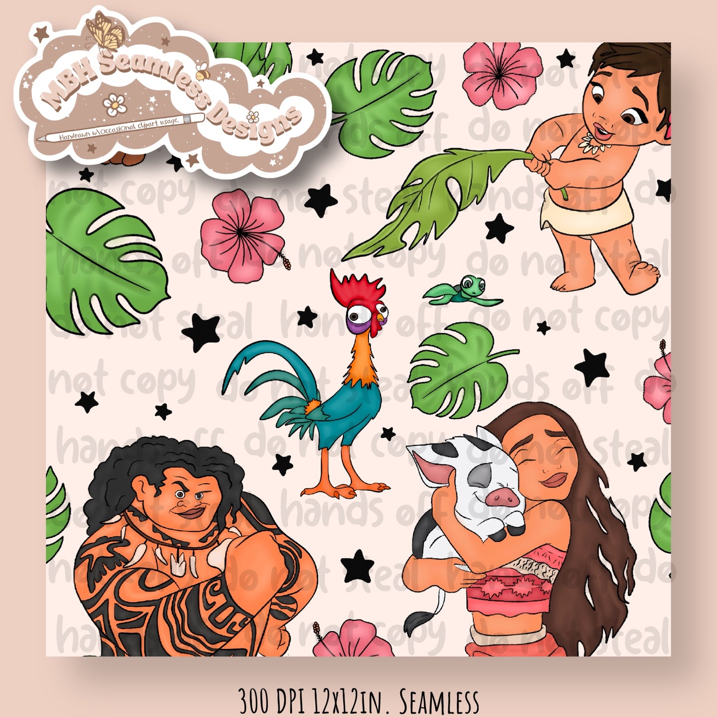 Moana Seamless Pattern MULTIPLE COLORWAYS