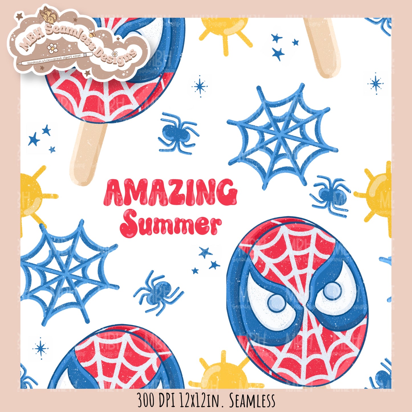 Spider Man Pops Seamless Pattern // Assorted Colorway Options