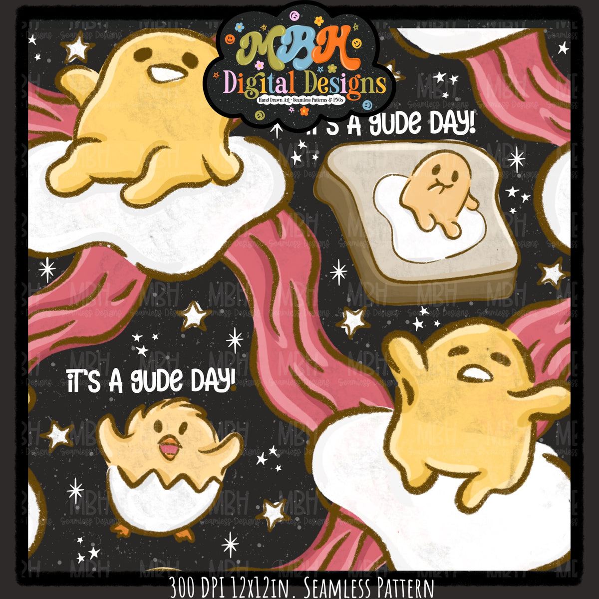 Gude Day Seamless Pattern // PNG // Assorted Colorways
