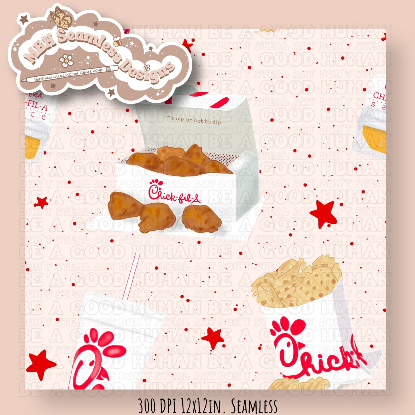 Starry Chic Fil A Seamless Pattern