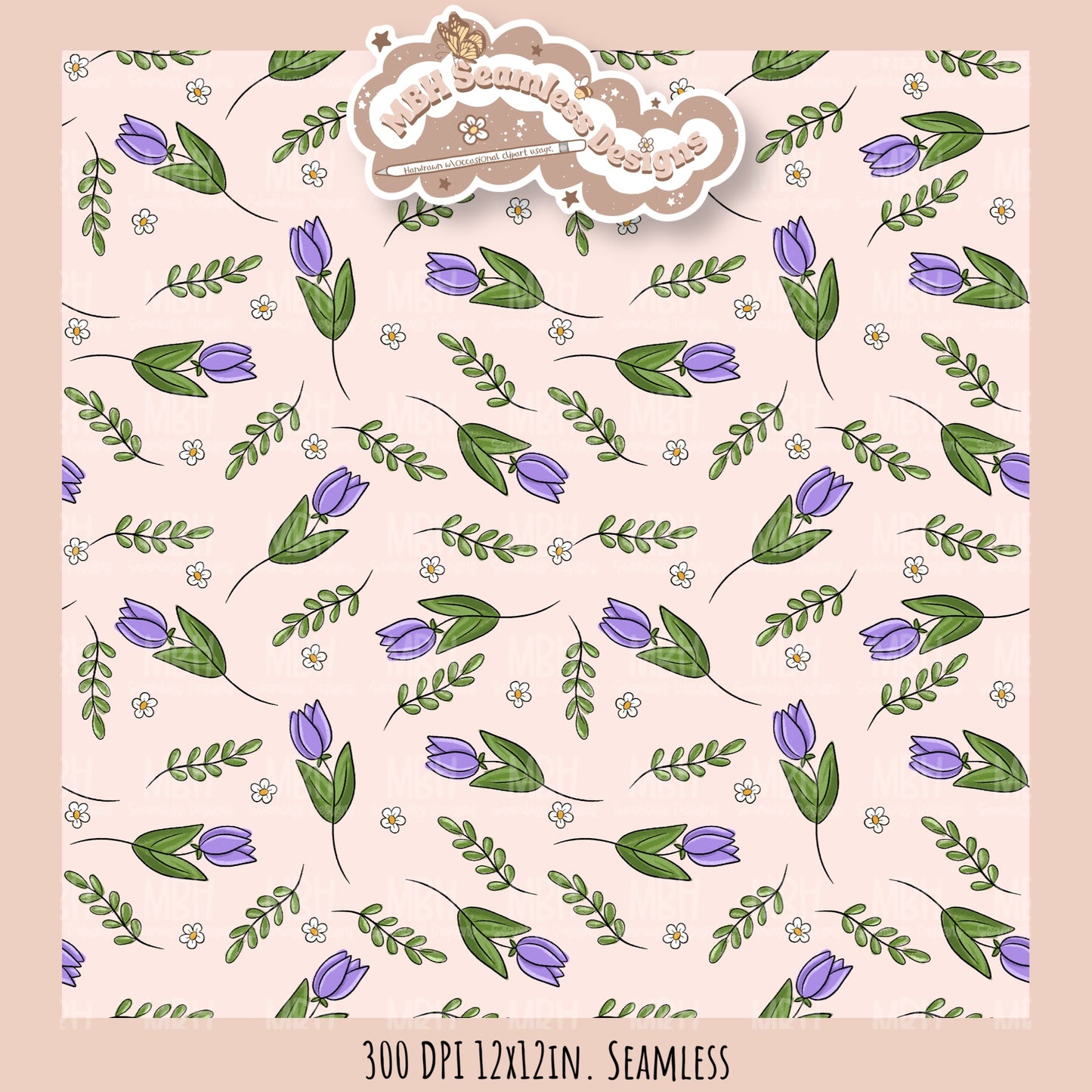 Tulips Seamless Pattern //MULTIPLE COLORWAY OPTIONS