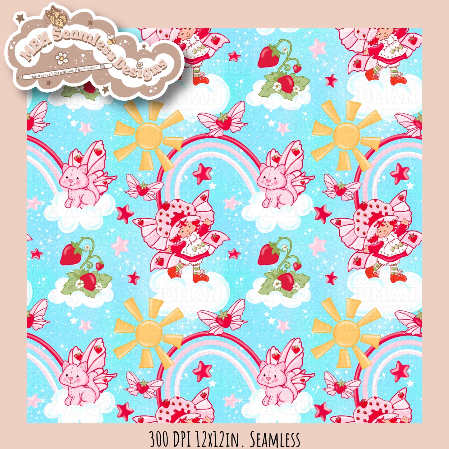 Butterfly SS Clouds Seamless Pattern & PNG• MULTIPLE COLORWAY OPTIONS