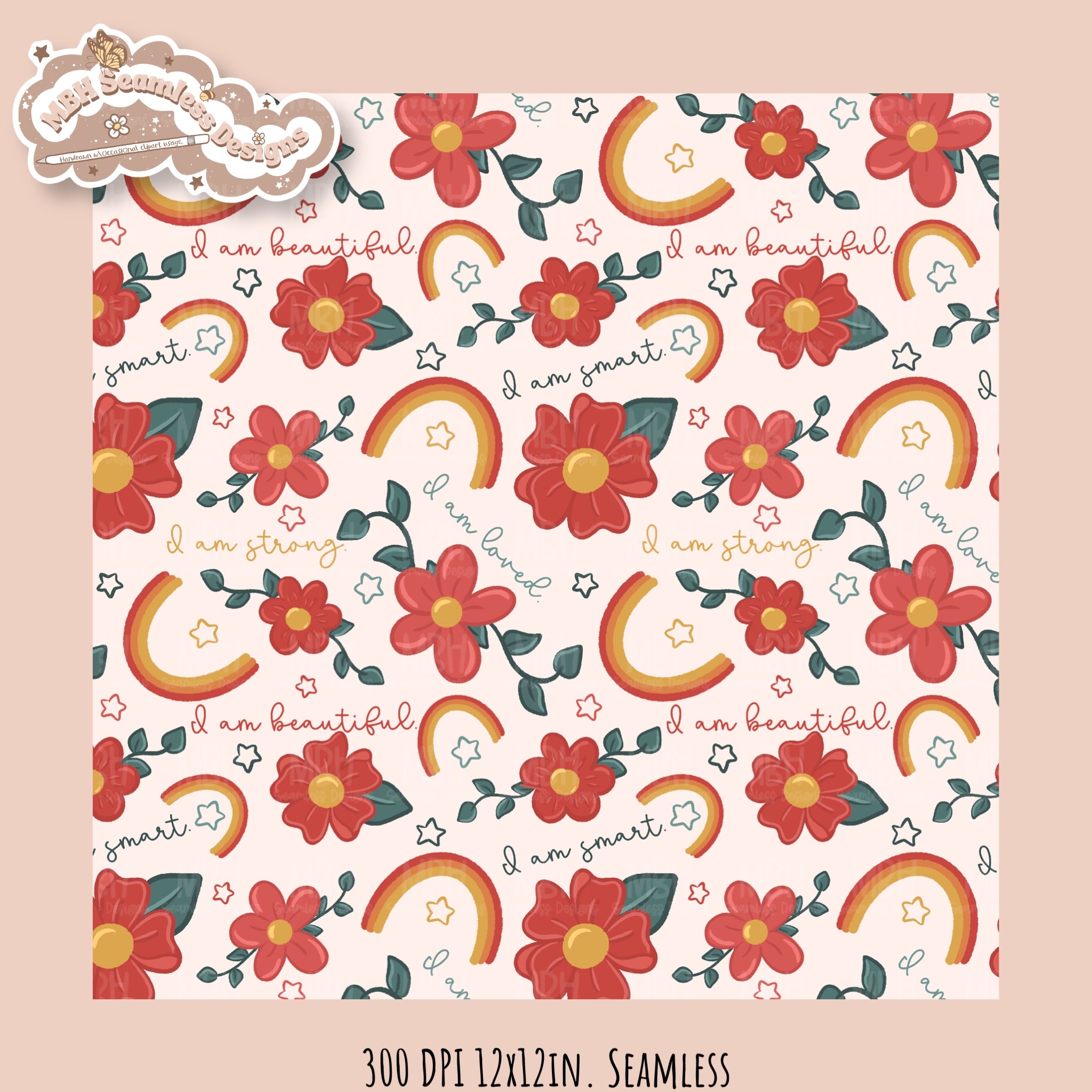 Floral Affirmations Seamless Pattern // Assorted Colorways – MBH ...