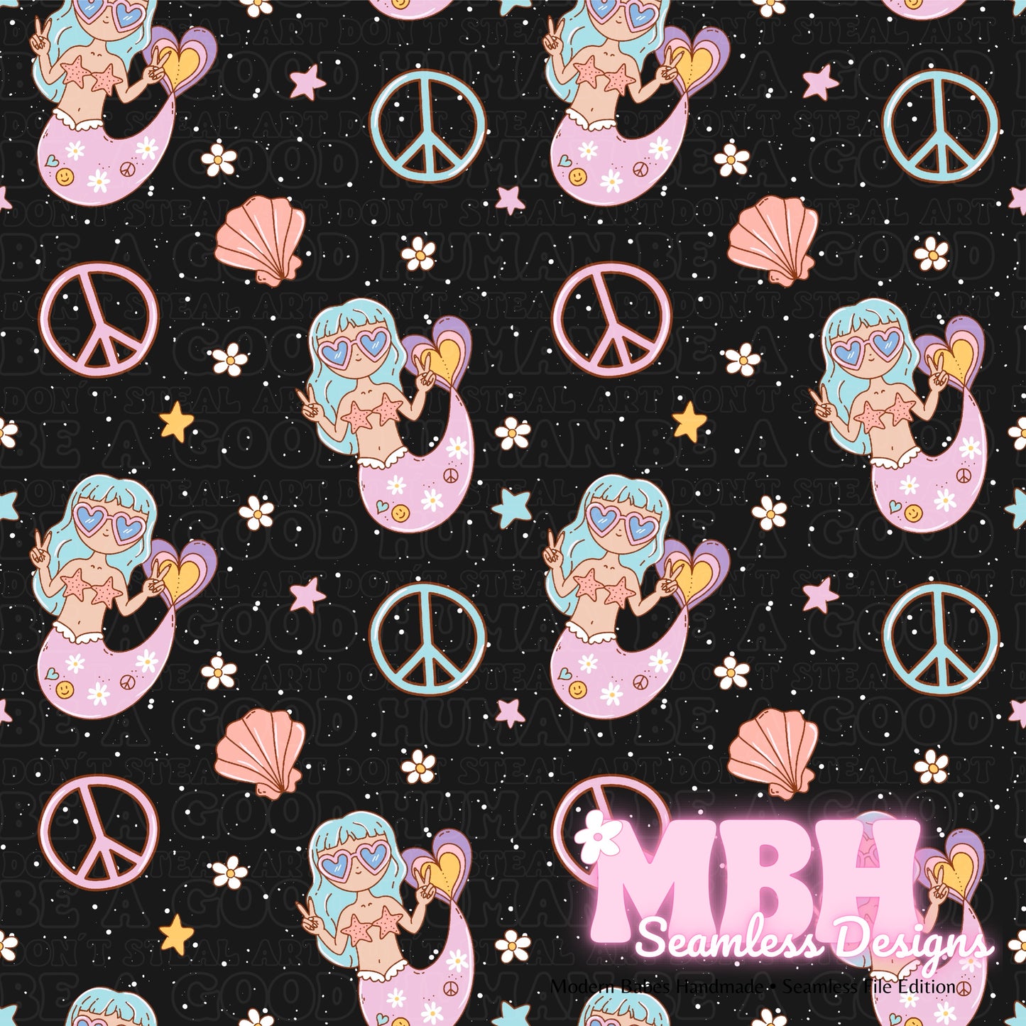 Groovy Mermaid Seamless Pattern MULTIPLE COLORWAYS