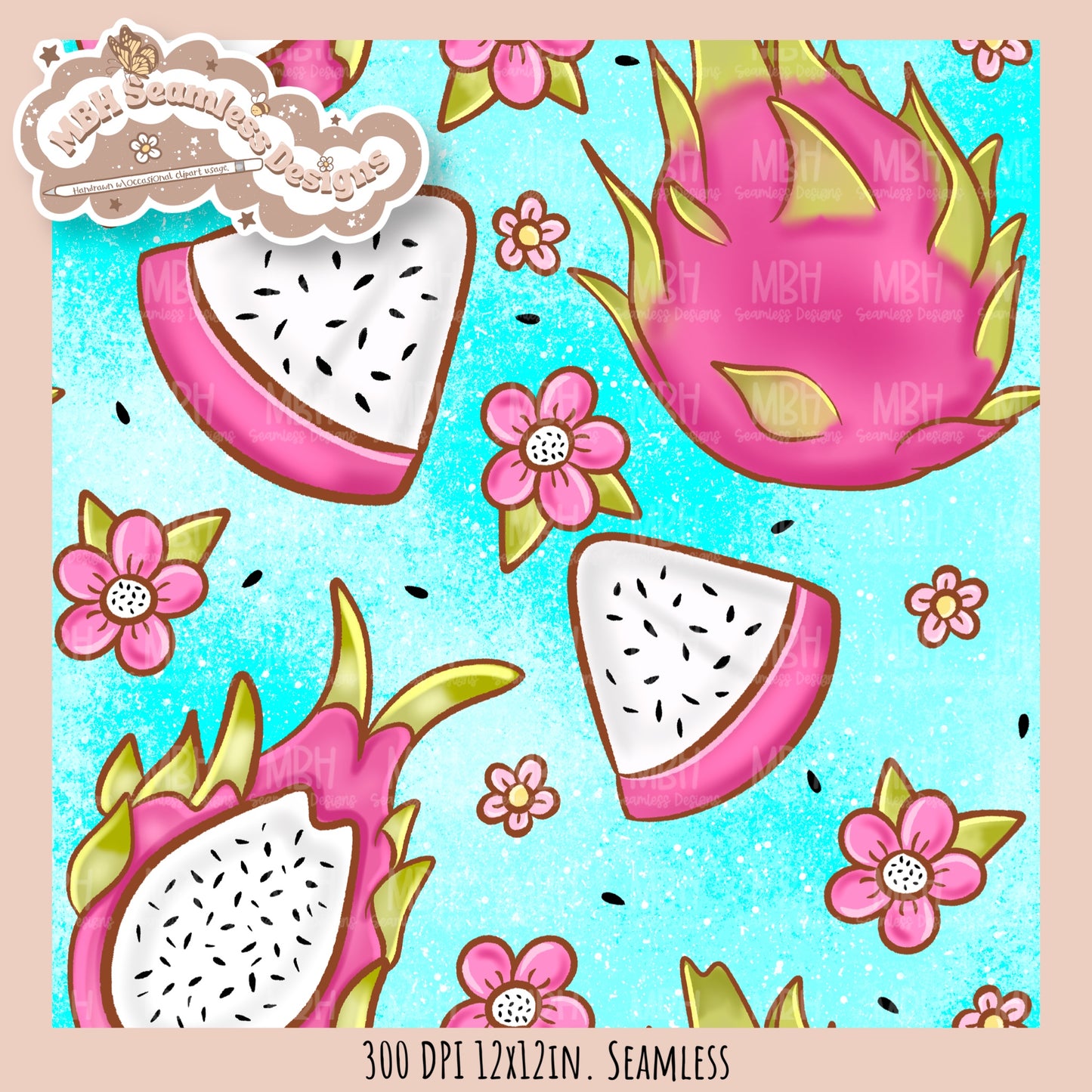 Dragonfruit Floral Seamless Pattern • Multiple Colorways