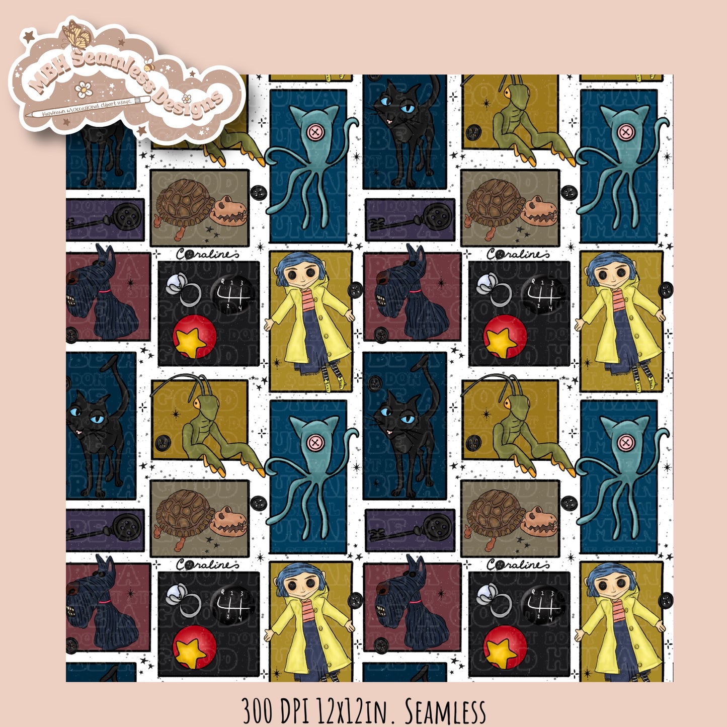 Button Eyes Patchwork Seamless Pattern Multiple Colorway Options