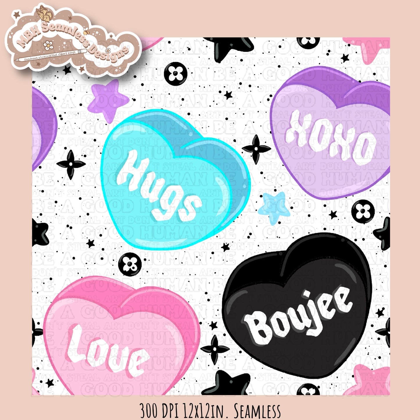 Boujee Convo Hearts Seamless Pattern MULTIPLE COLORWAY OPTIONS