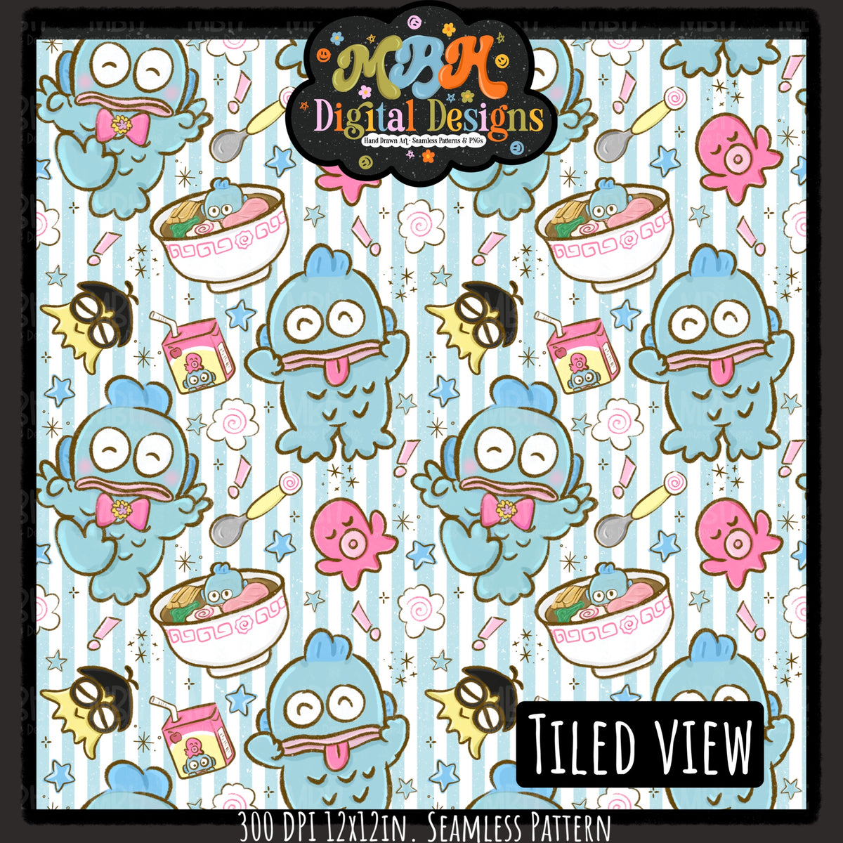 Hangyodon Seamless Pattern // PNG // Assorted Colorways