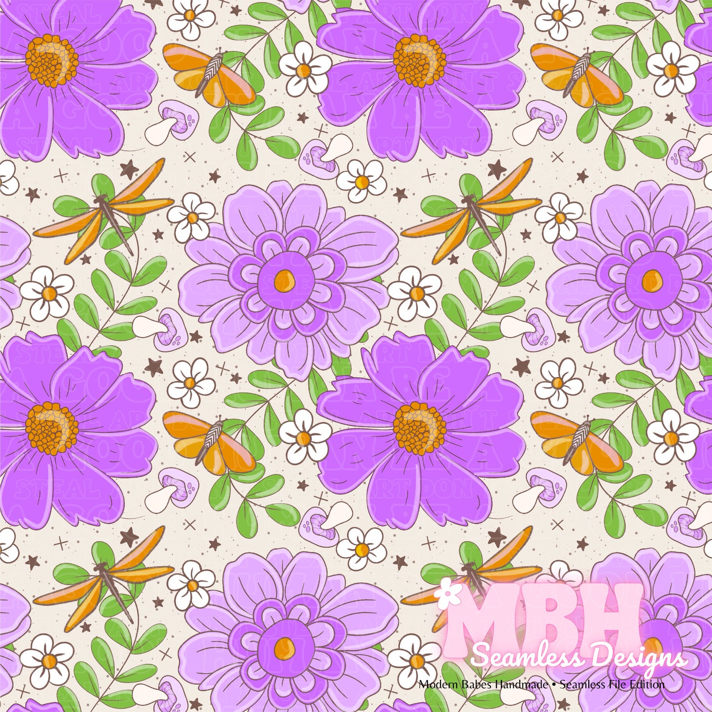 Purple Haze Floral Seamless Pattern MULTIPLE COLORWAYS