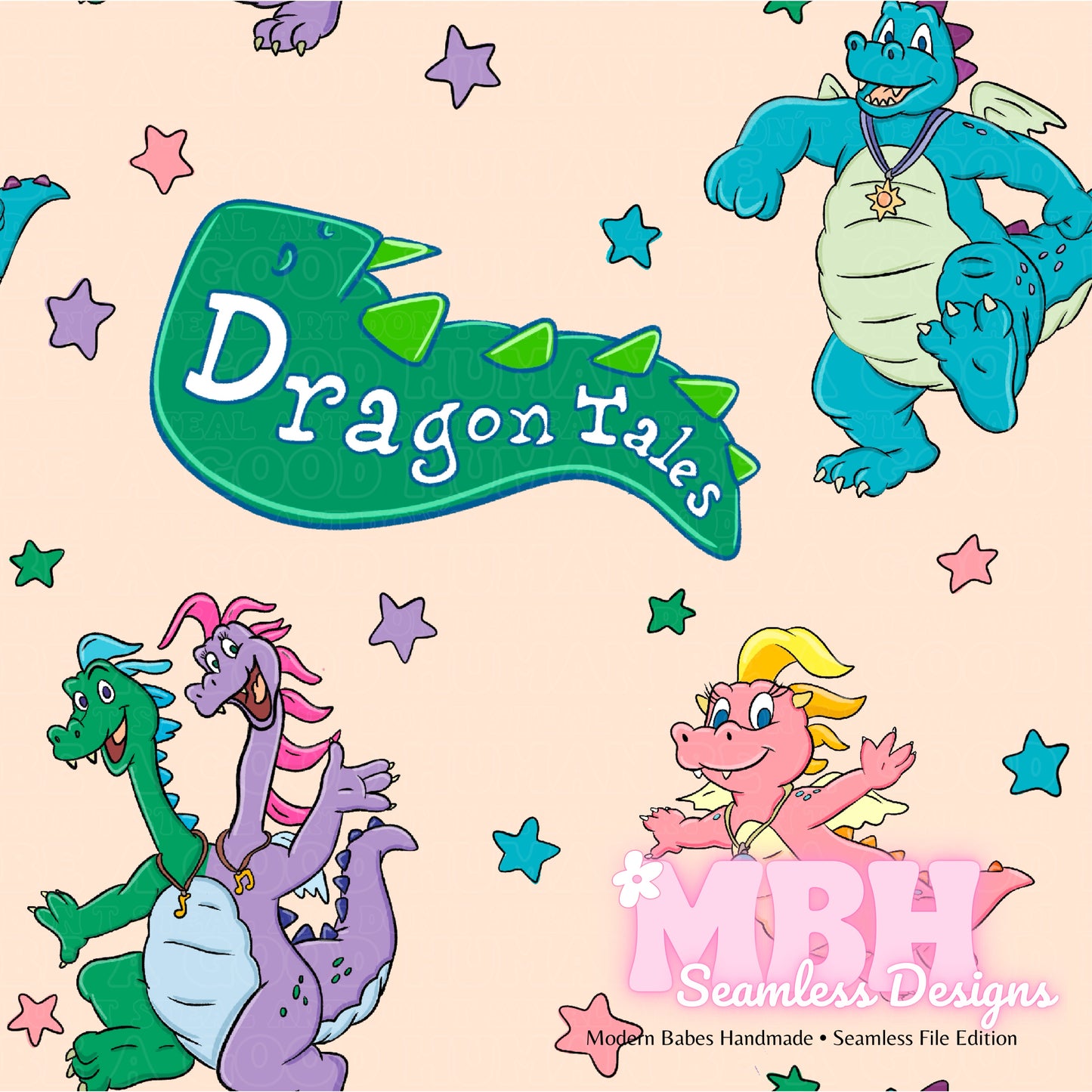 Starry Dragon Tales Seamless Pattern MULTIPLE COLORWAYS