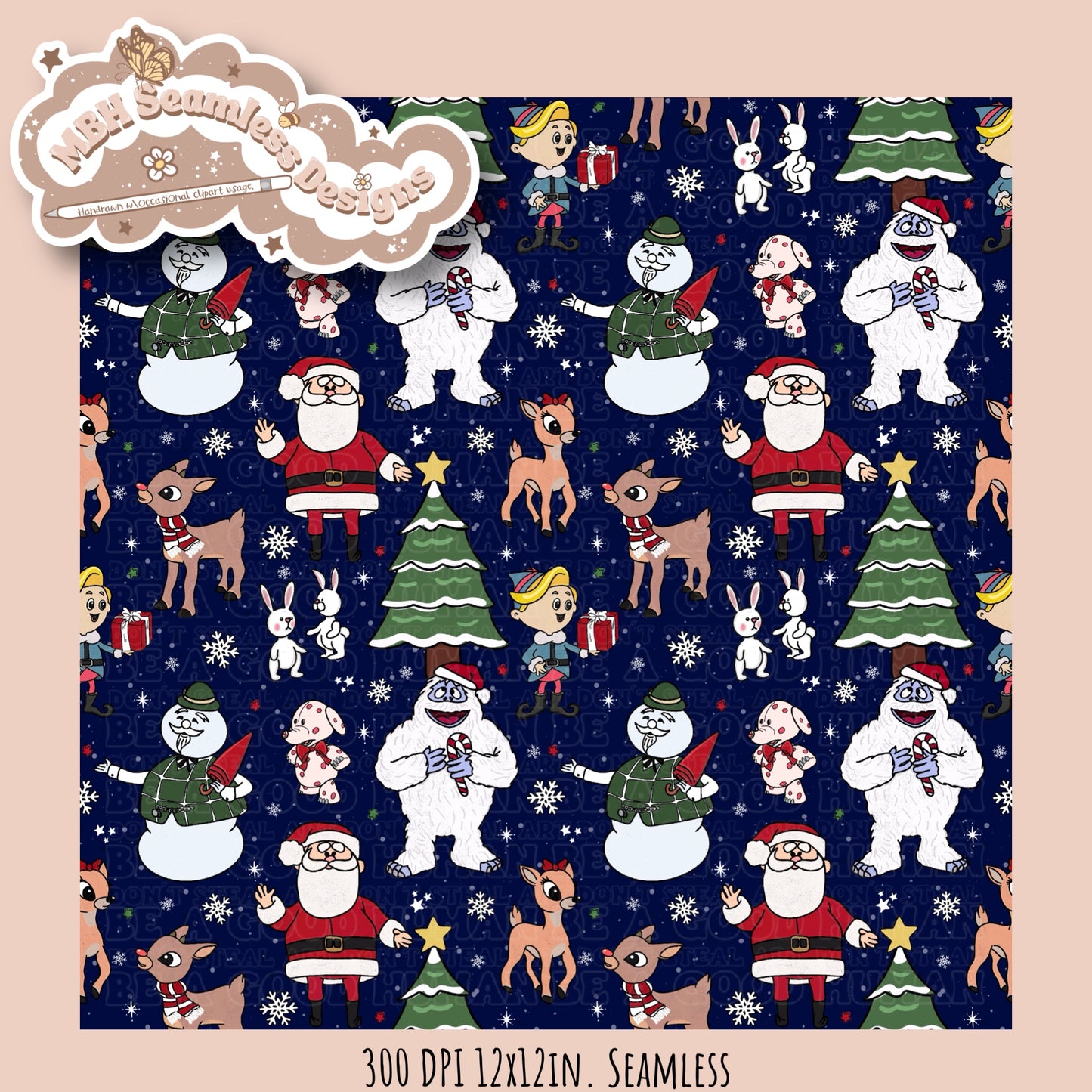 Rudolph and Friends Seamless & PNG MULTIPLE COLORWAYS