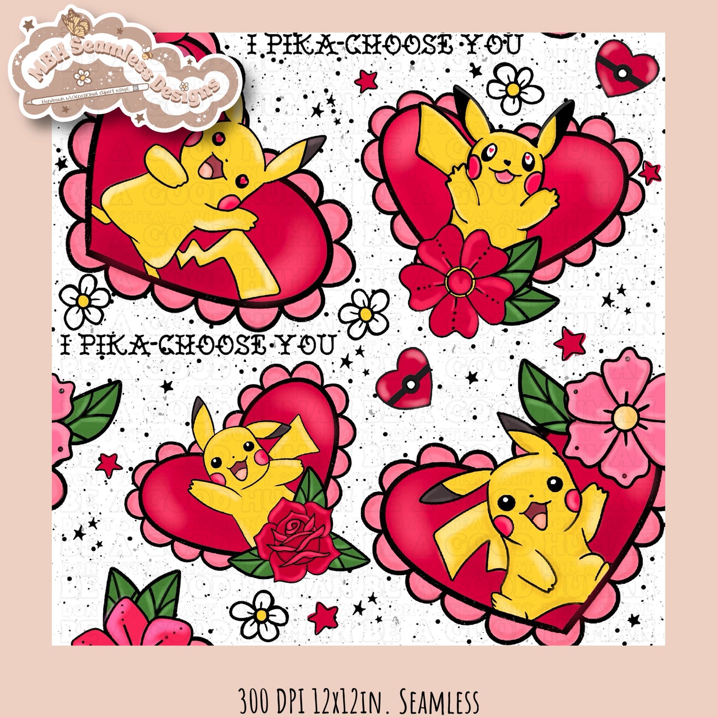 I Pika-Choose You Seamless Pattern Multiple Colorways