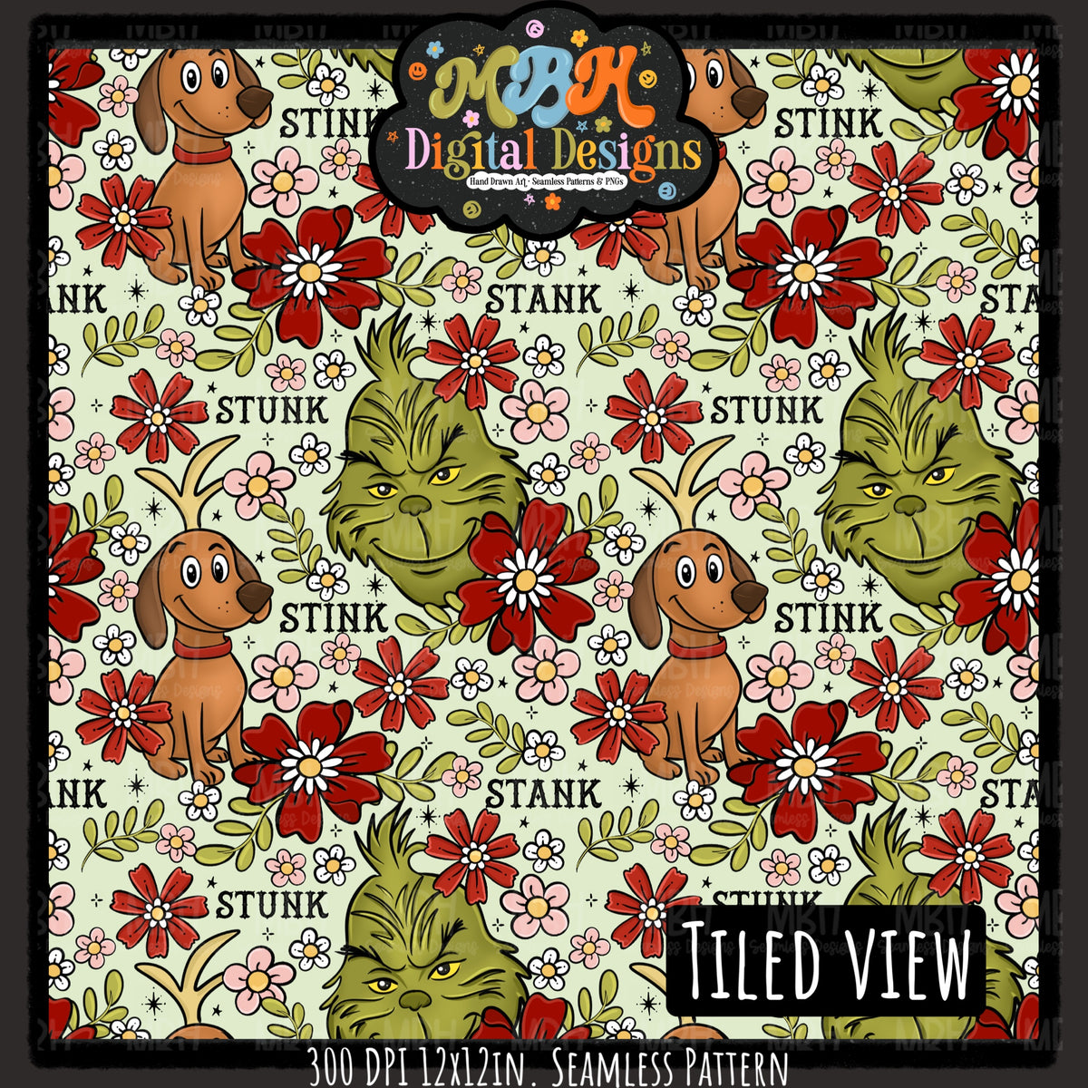 Stink Stank Stunk x Tattoo Floral Seamless Pattern // MULTIPLE COLORWAYS