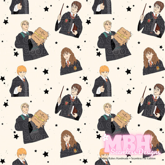 Starry HP Characters Seamless Pattern