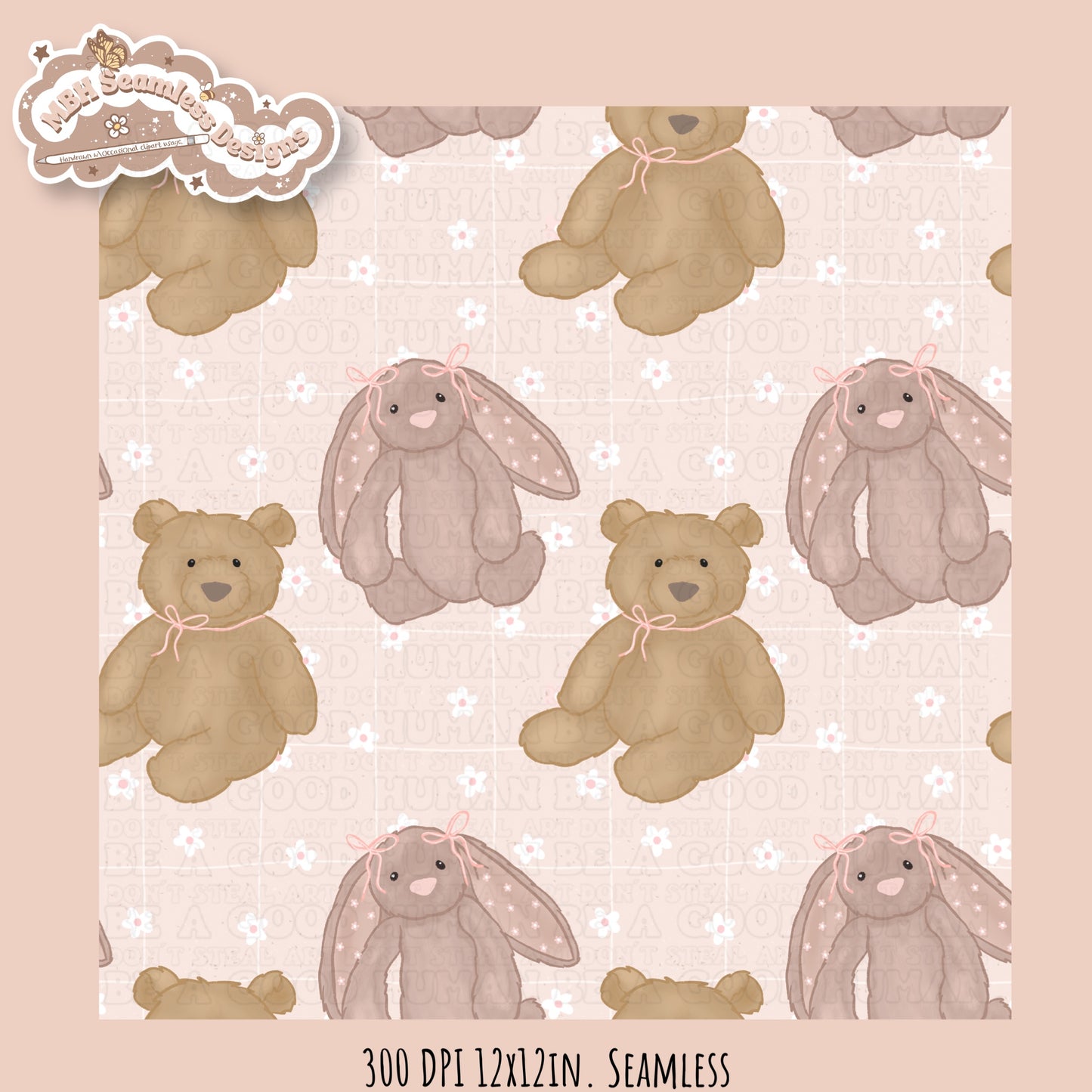 Jelly Cat Bunny & Bear Seamless Pattern // Assorted Colorways