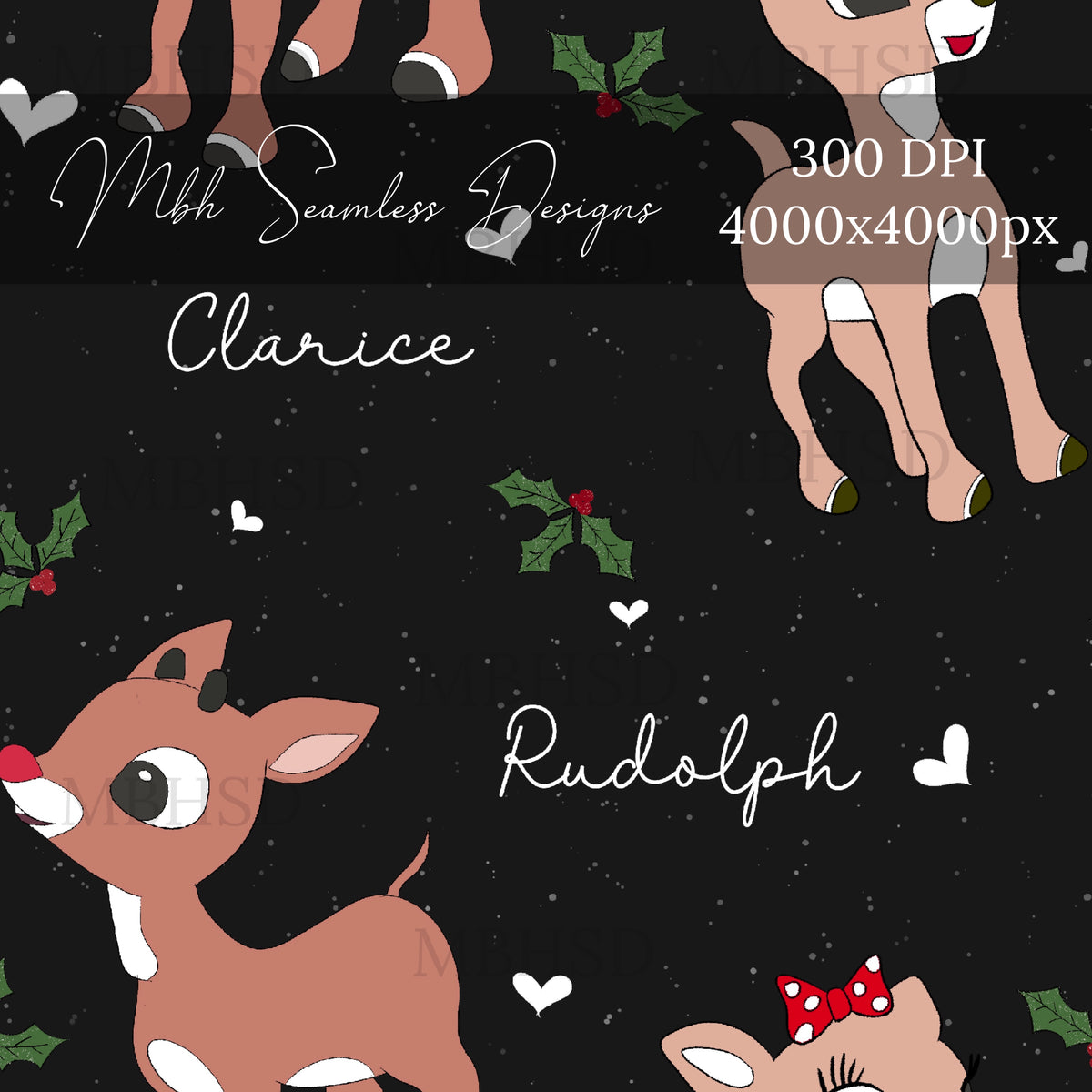 Clarice Rudolph Vector Rudolph Clarice Seamless Pattern – MBH Seamless Designs