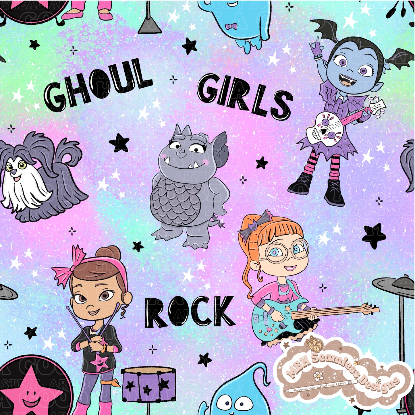 Vampirina Ghoul Band Seamless Pattern MULTIPLE COLORWAYS