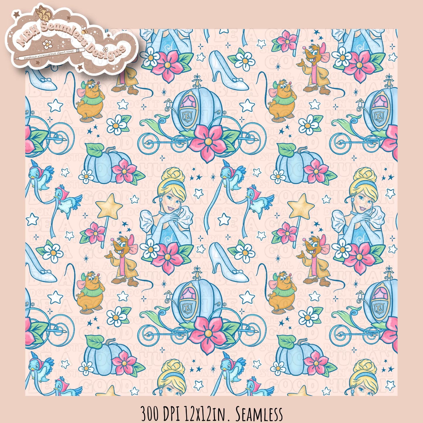 LIMITED EXCLUSIVE Starry Cinderella Seamless Pattern & PNG NO FABRIC SHOPS