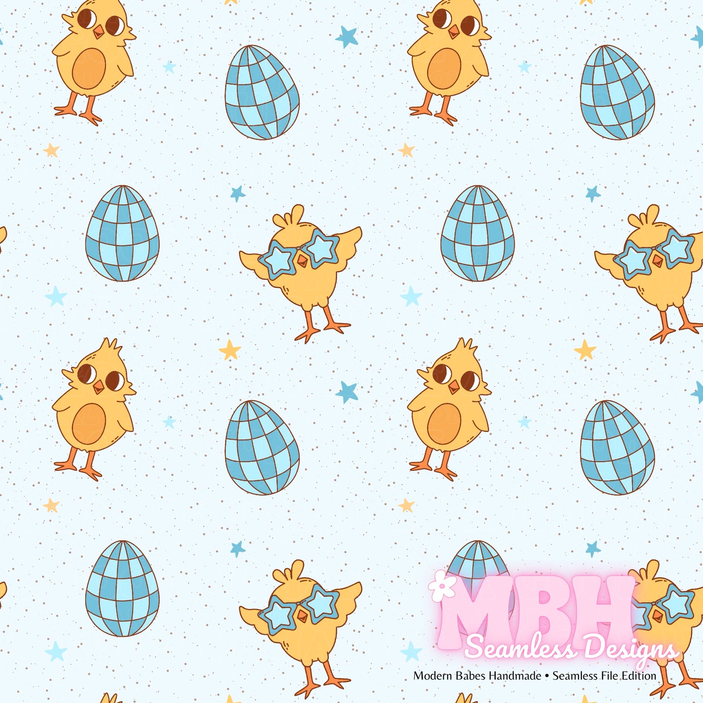 Easter Chicks Around Assorted Colorways Seamless Pattern