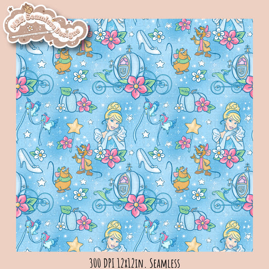 LIMITED EXCLUSIVE Starry Cinderella Seamless Pattern & PNG NO FABRIC SHOPS