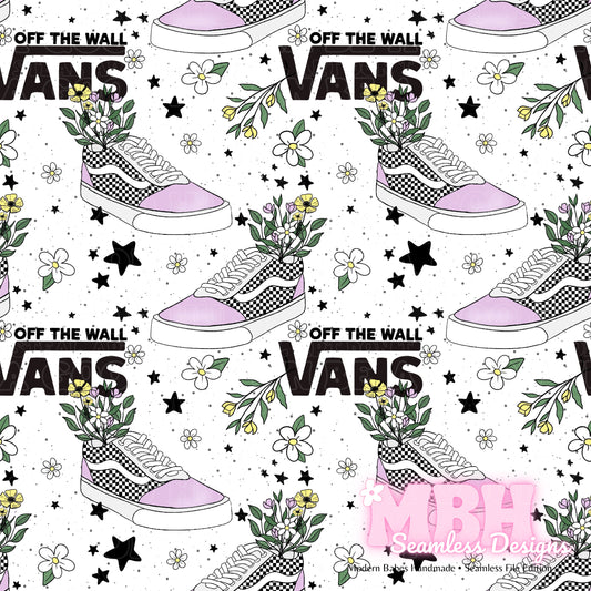 Starry Wildflower Skater Sneakers Seamless Pattern