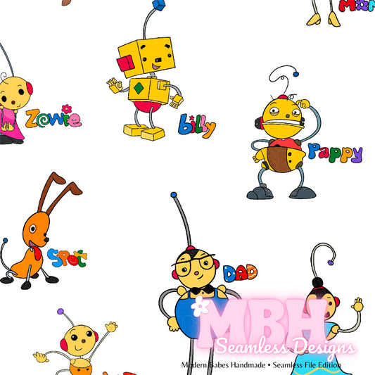 Rolie Polie Names Seamless Pattern MULTIPLE COLORWAYS